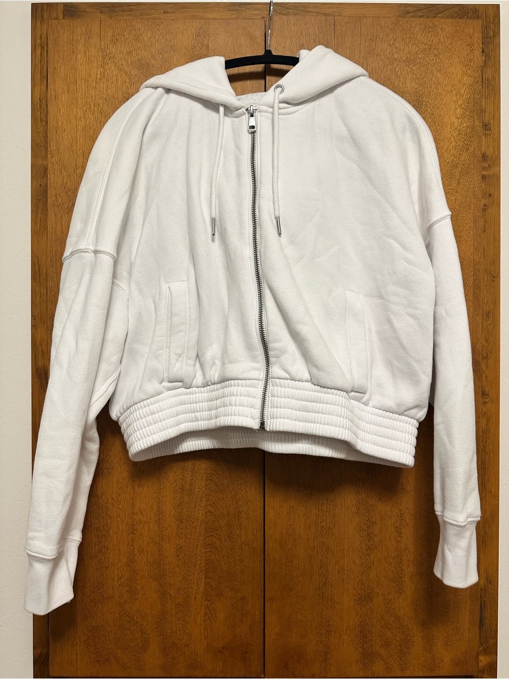 Abercrombie & Fitch White Cropped Zip Hoodie Jacket